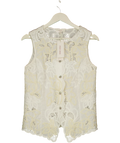 M&S Cream Per Una Pure Cotton Broderie Waistcoat Ecru Mix, size UK 10 — front
