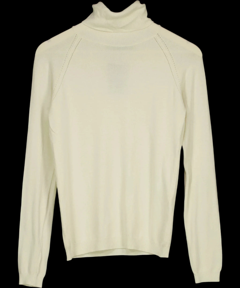 KAREN MILLEN Cream Essential Knit Roll Neck Jumper Cream, size UK XS/S — detail