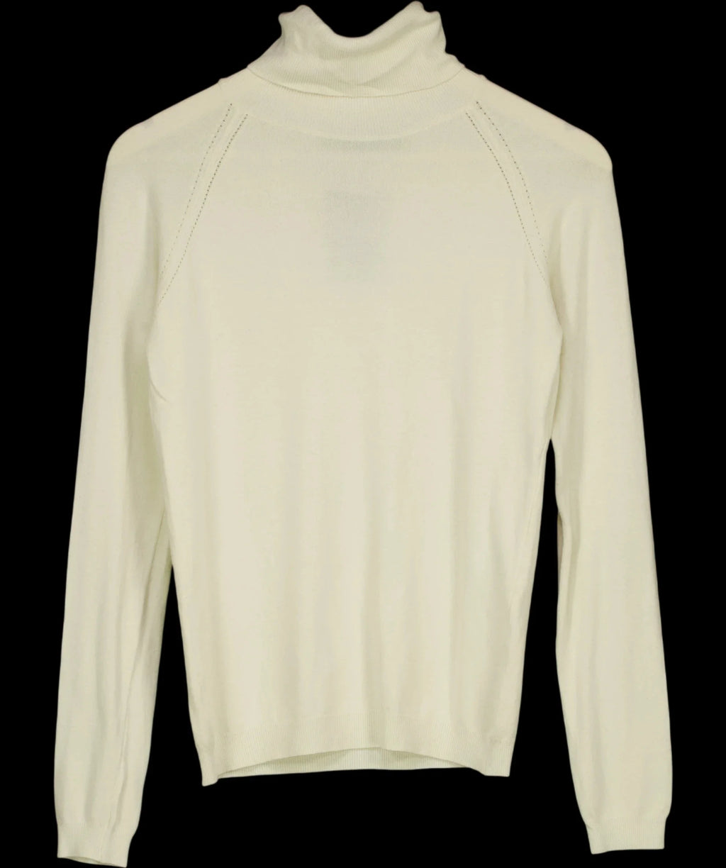 KAREN MILLEN Cream Essential Knit Roll Neck Jumper Cream, size UK XS/S — detail