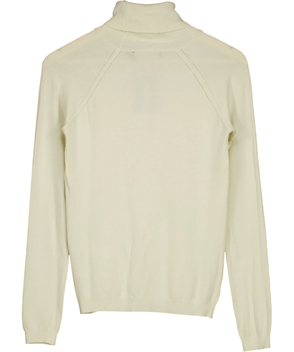 KAREN MILLEN Cream Essential Knit Roll Neck Jumper Cream, size UK XS/S — back