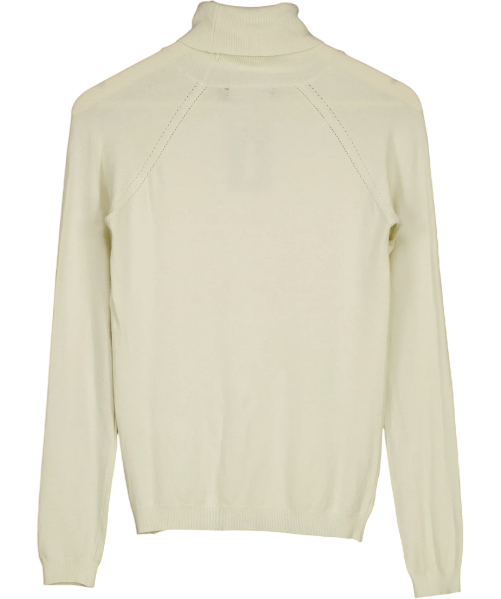 KAREN MILLEN Cream Essential Knit Roll Neck Jumper Cream, size UK XS/S — back