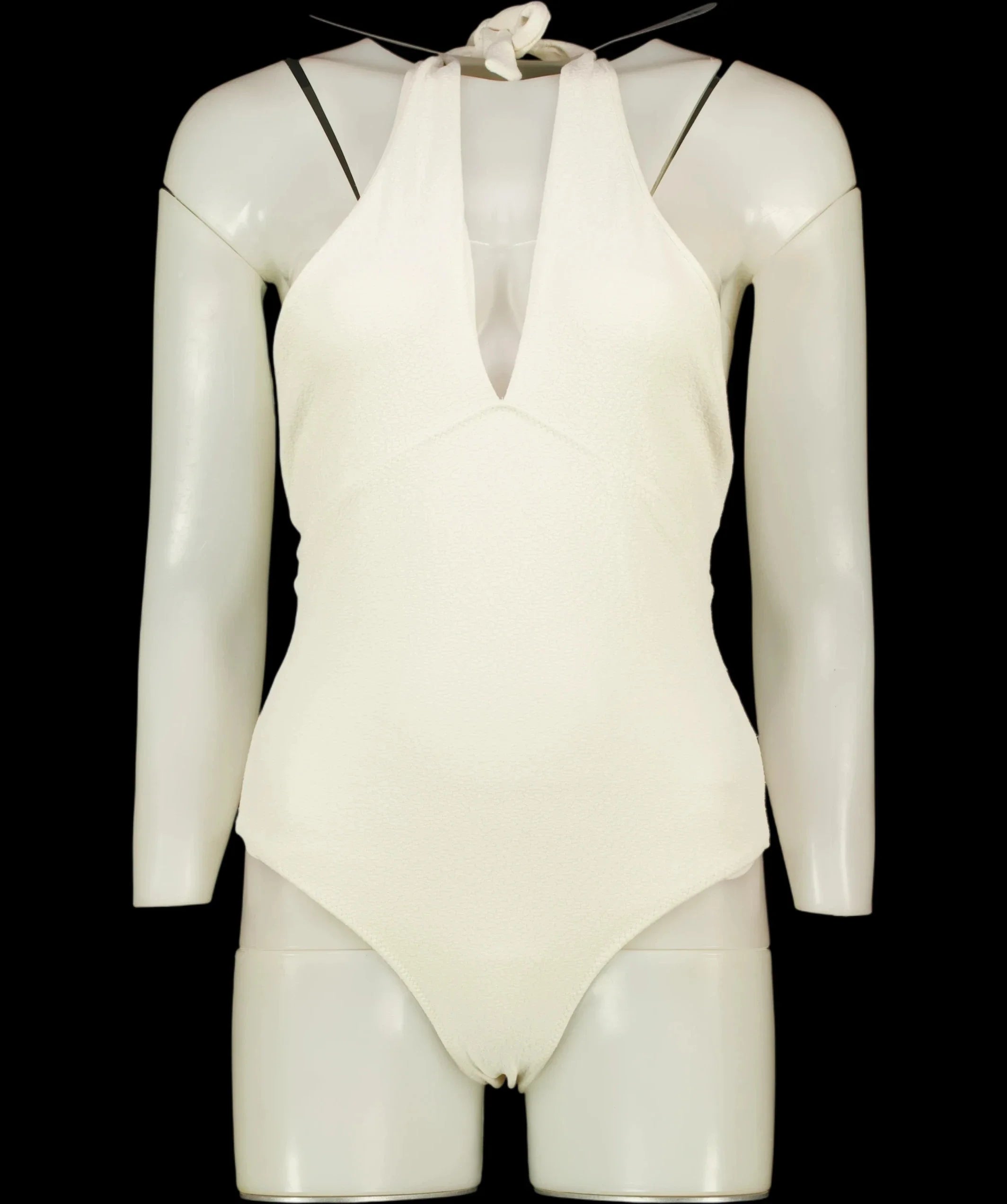 ZARA Cream Tied Halter Beach Swimsuit Ecru CREAM, size UK S — care label