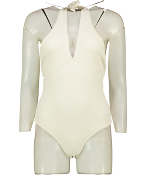 ZARA Tied Halter Beach Swimsuit Ecru Cream UK S