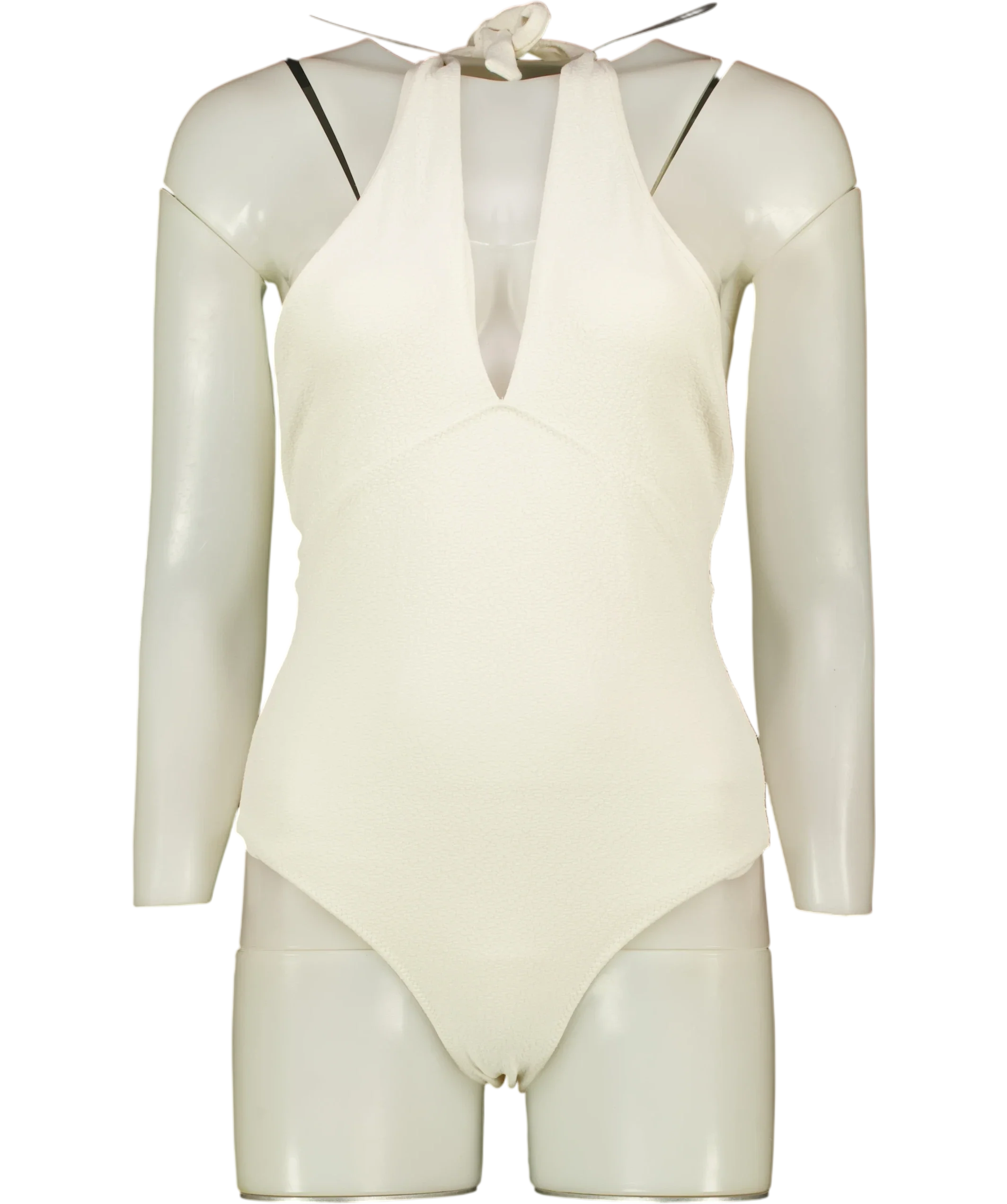 ZARA Cream Tied Halter Beach Swimsuit Ecru CREAM, size UK S — front