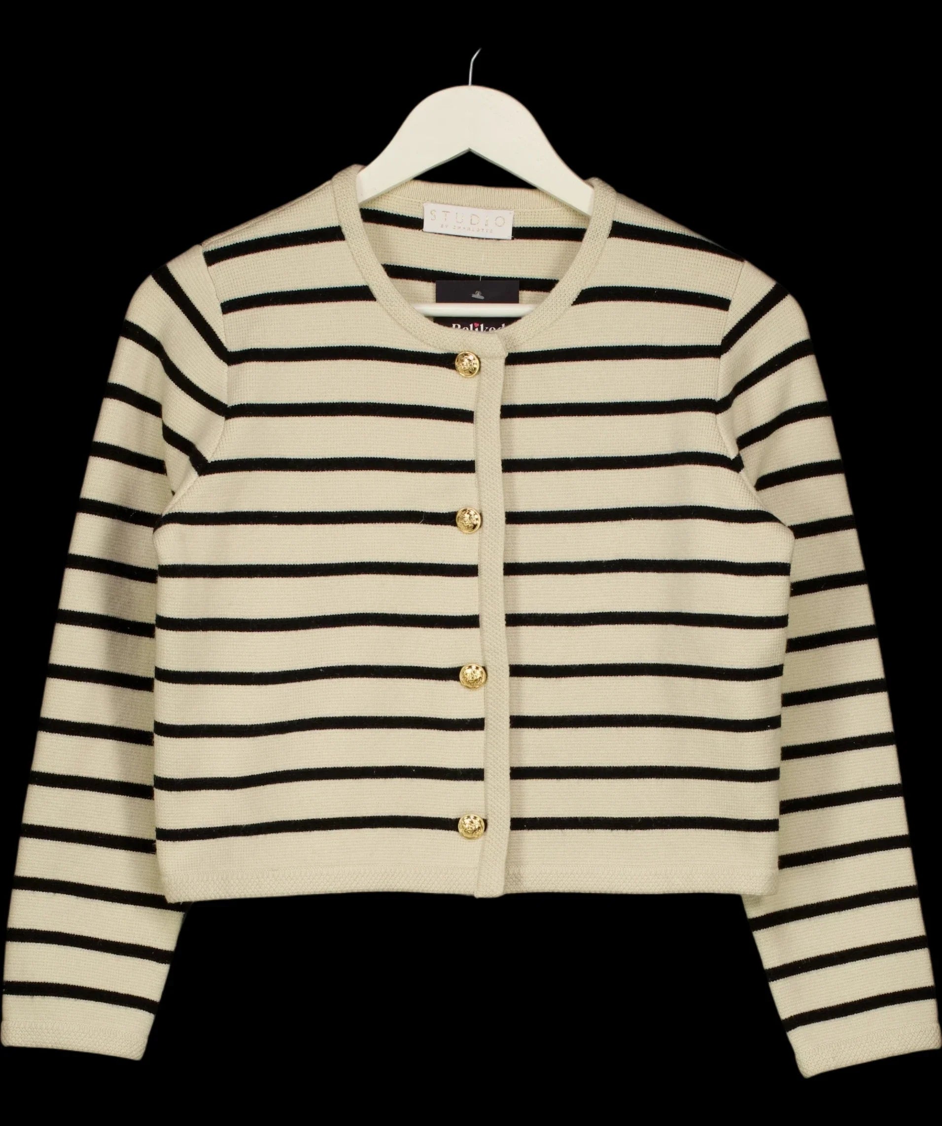 STUDIO BY CHARLOTTE Cream Kelly Stripe Cardigan Cream & Black — detail