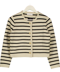 STUDIO BY CHARLOTTE Cream Kelly Stripe Cardigan Cream & Black — front
