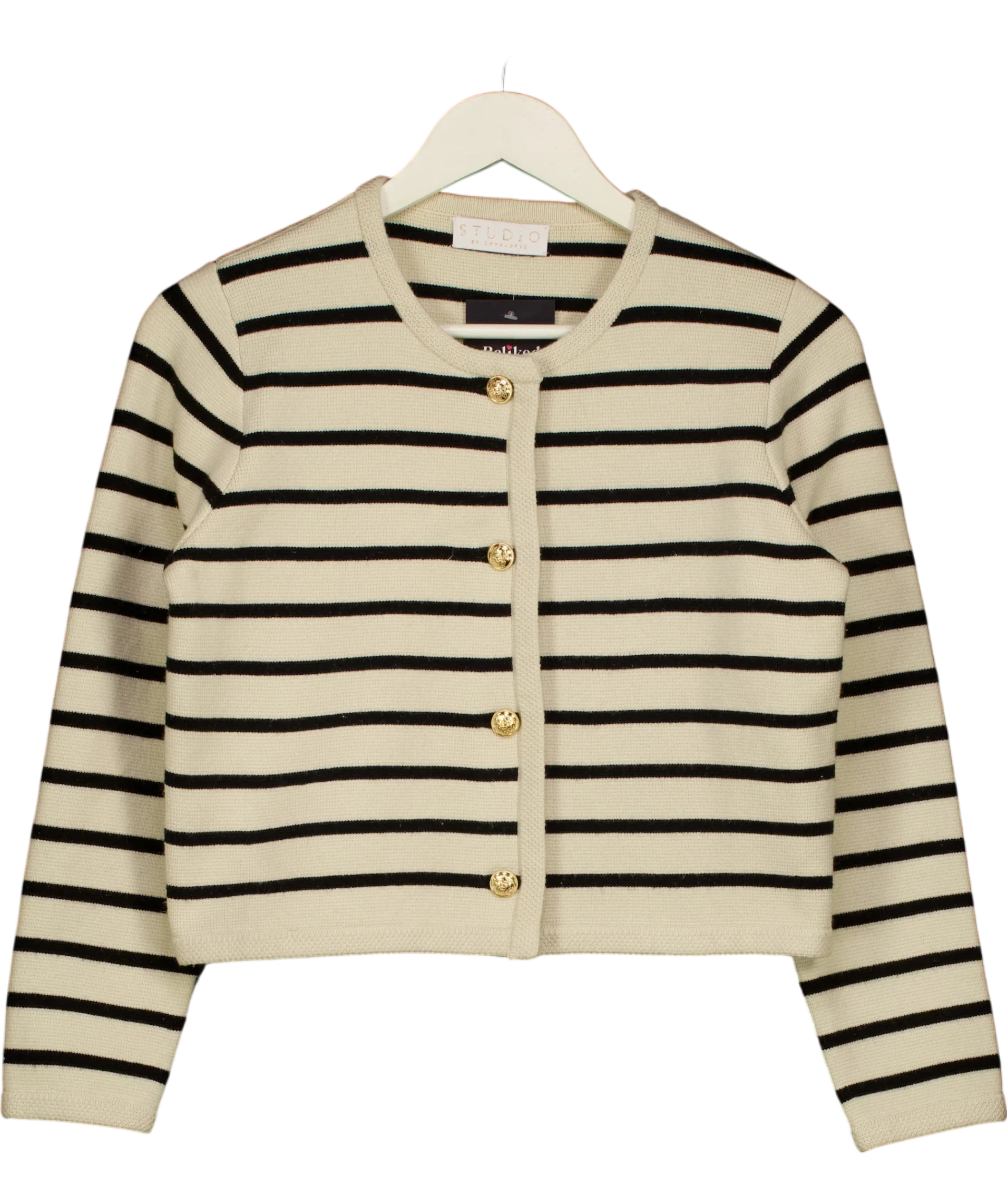 STUDIO BY CHARLOTTE Cream Kelly Stripe Cardigan Cream & Black — front