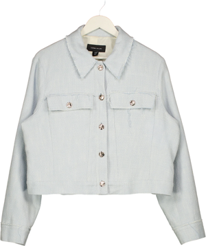 KAREN MILLEN Plus Size Spring Tweed Tailored Jacket Pale Blue UK 20
