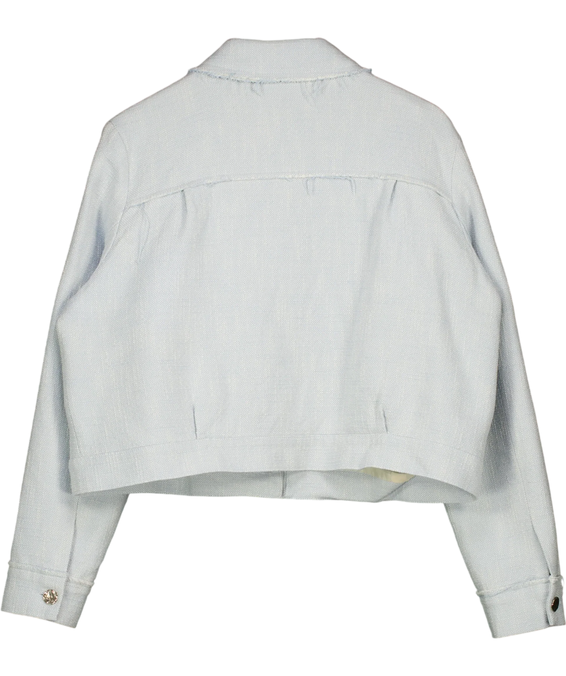 KAREN MILLEN Blue Plus Size Spring Tweed Tailored Jacket Pale Blue, size UK 20 — back