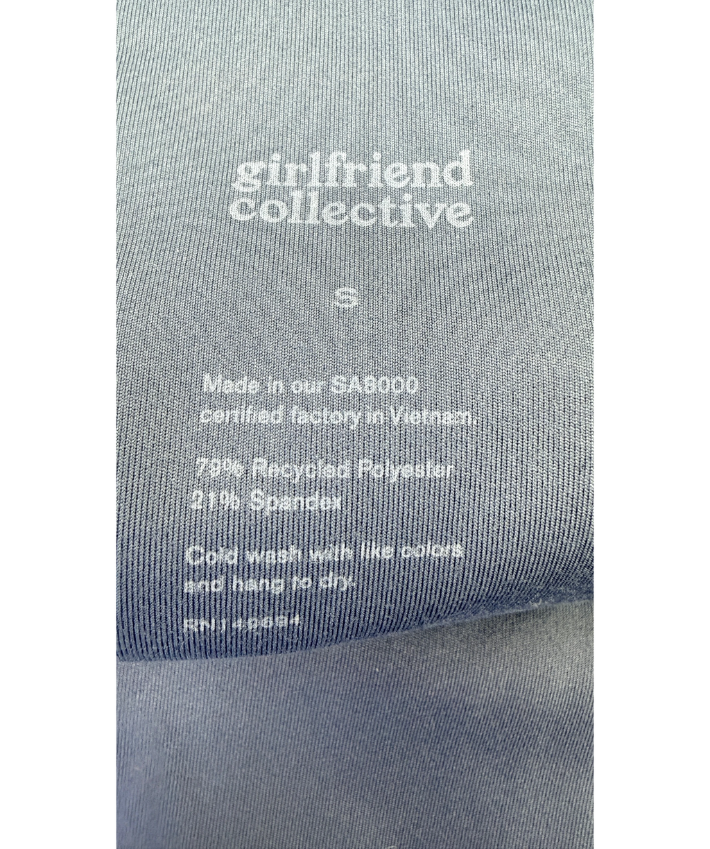 Girlfriend Collective Blue Blue Grey Compressive Sleeveless Crop Top & Leggings Set, size UK S — detail