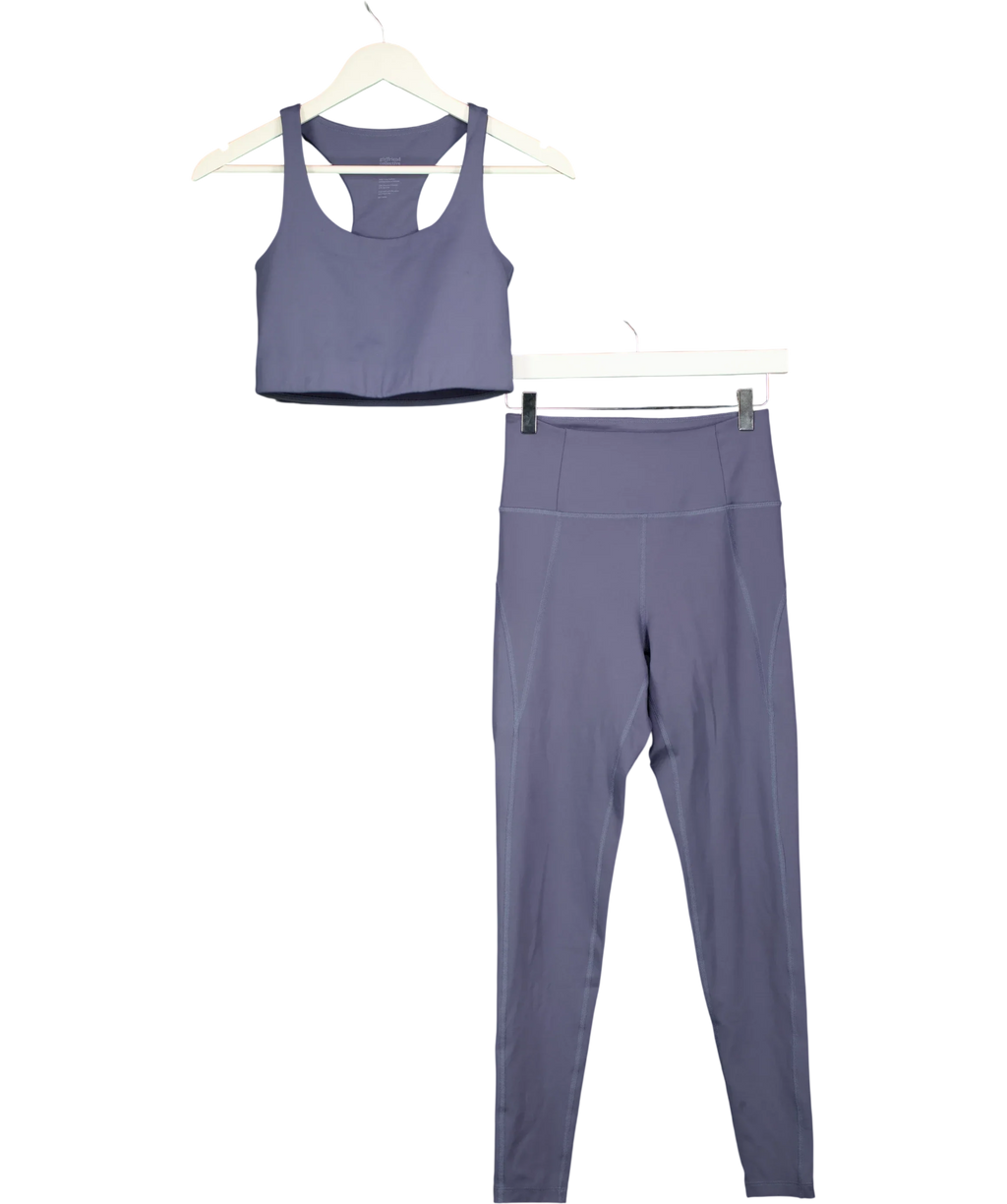 Girlfriend Collective Blue Blue Grey Compressive Sleeveless Crop Top & Leggings Set, size UK S — front