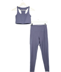 Girlfriend Collective Blue Blue Grey Compressive Sleeveless Crop Top & Leggings Set, size UK S — front