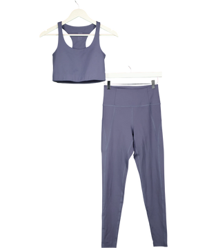 Girlfriend Collective Blue Grey Compressive Sleeveless Crop Top & Leggings Set UK S