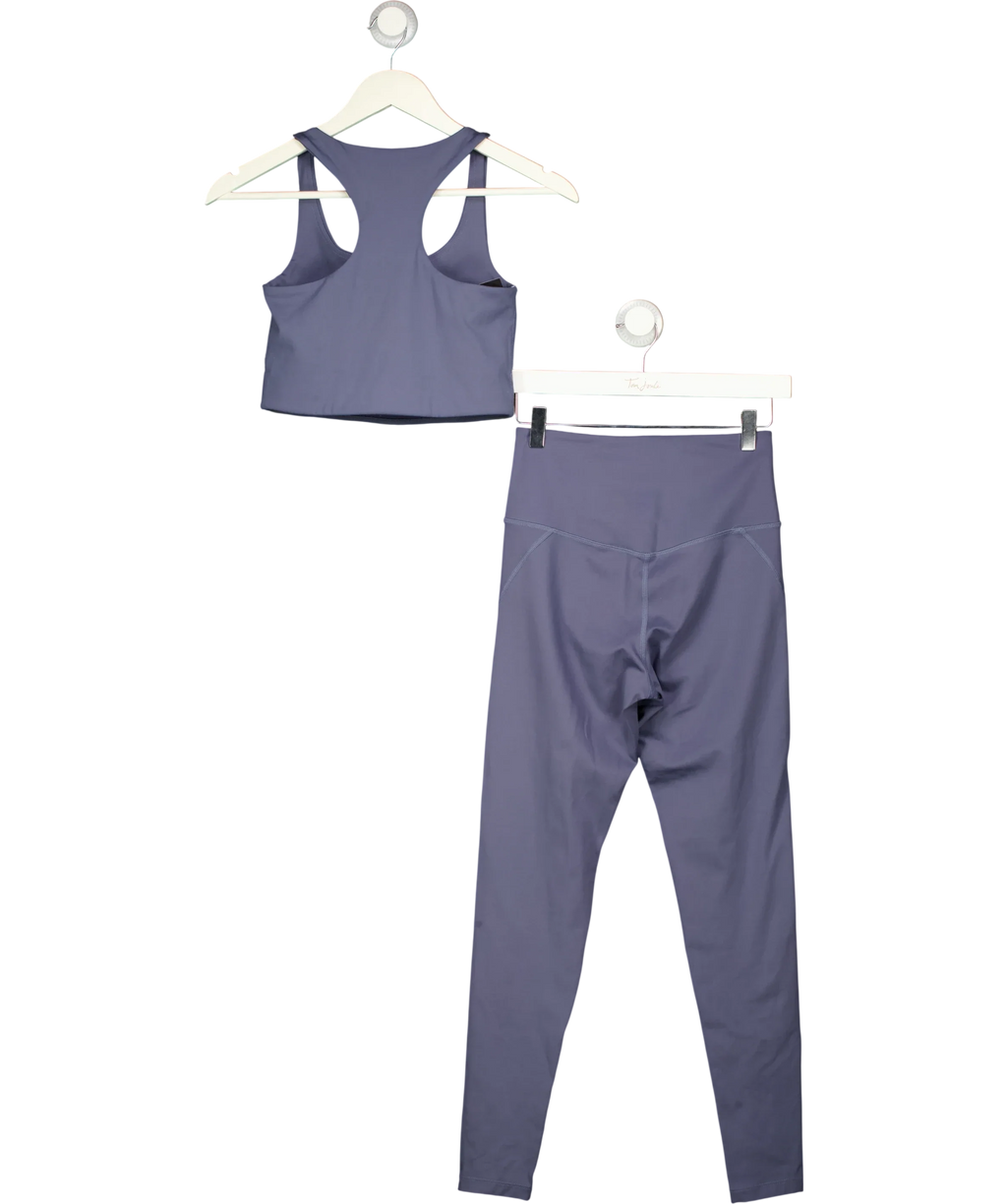 Girlfriend Collective Blue Blue Grey Compressive Sleeveless Crop Top & Leggings Set, size UK S — back