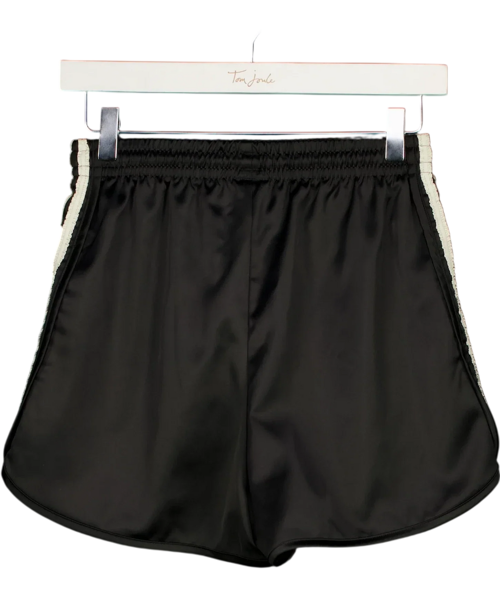 adidas Black ORIGINALS Adicolor Satin Ruffle 3-Stripes Shorts Black UK 4-6, size UK XS — back