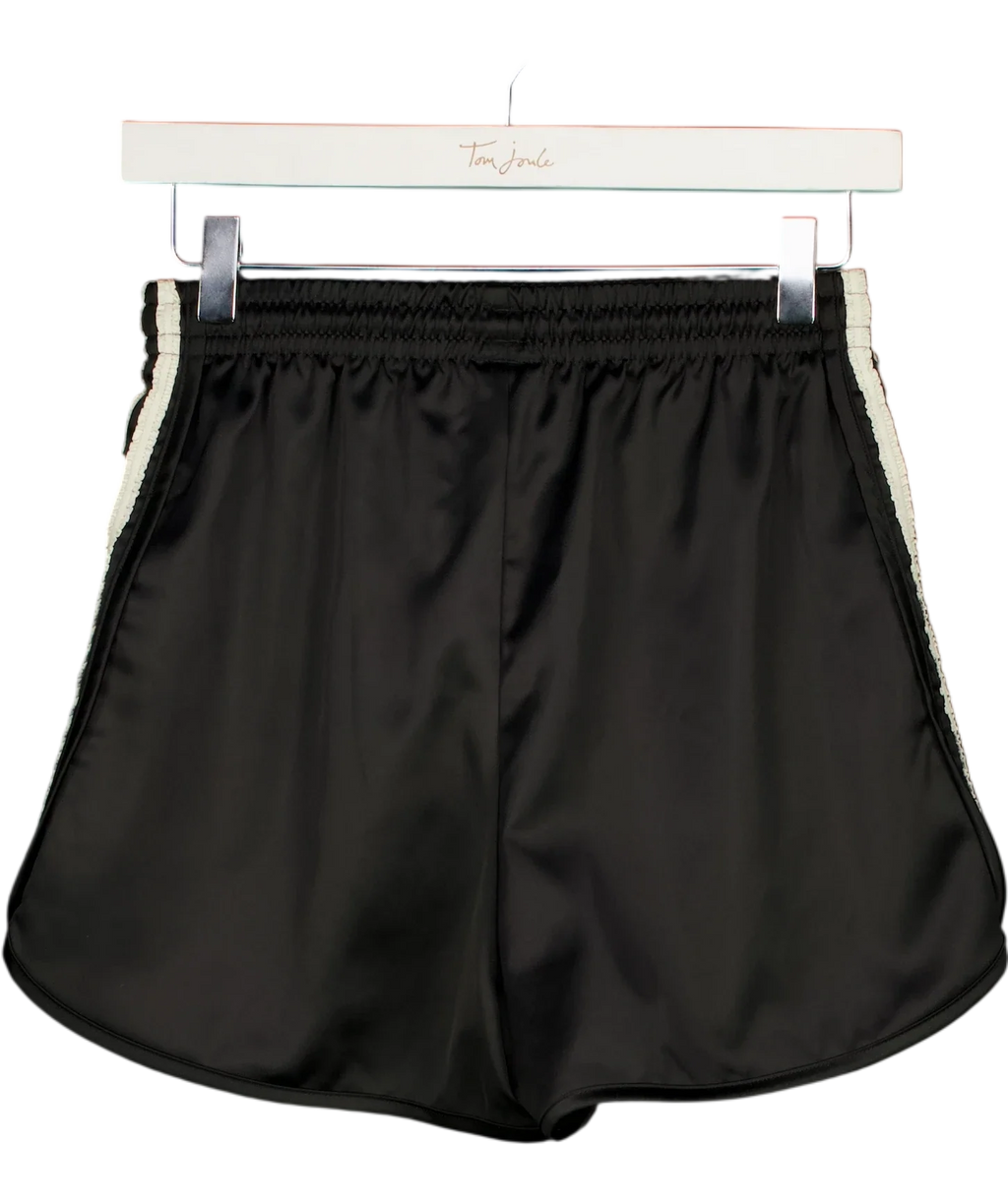 adidas Black ORIGINALS Adicolor Satin Ruffle 3-Stripes Shorts Black UK 4-6, size UK XS — back