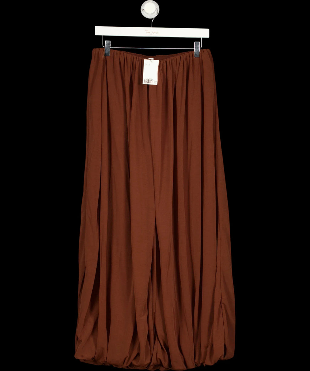H&M EDITION Brown Draped Balloon Jersey Trousers Brown, size UK S — detail