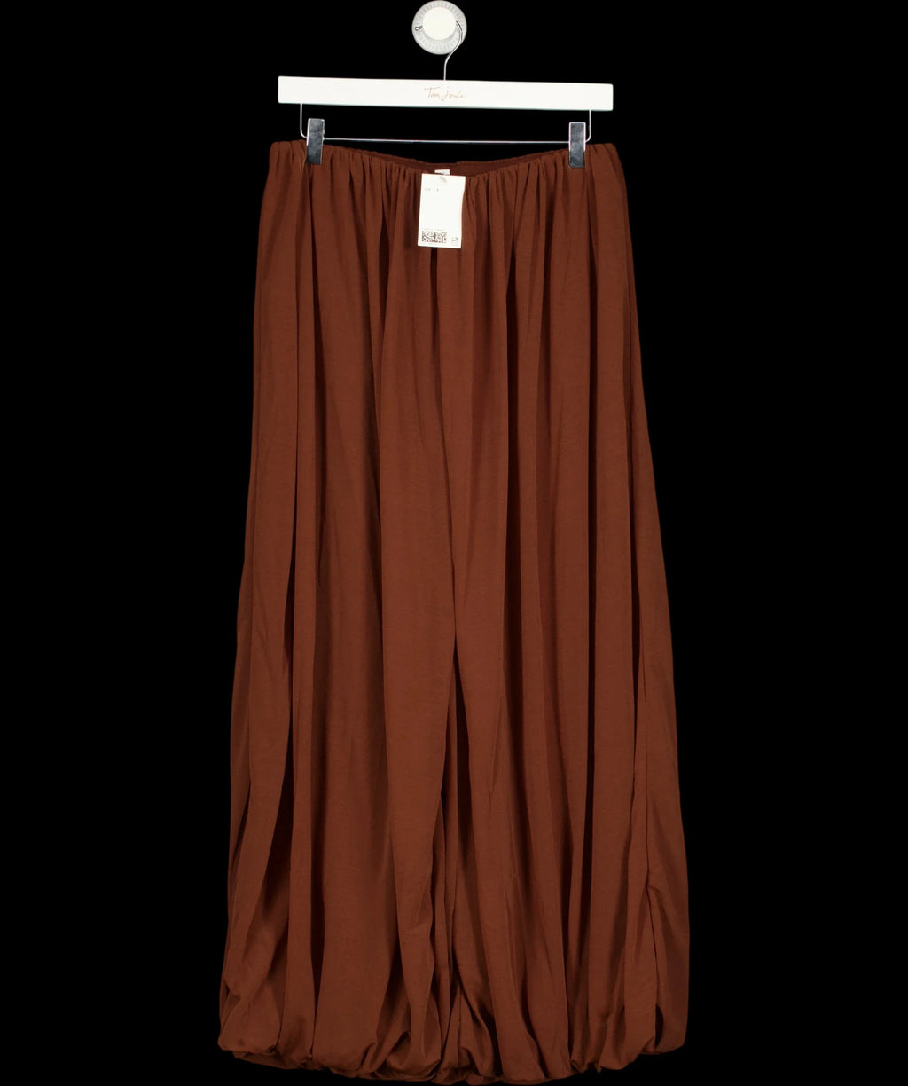 H&M EDITION Brown Draped Balloon Jersey Trousers Brown, size UK S — detail