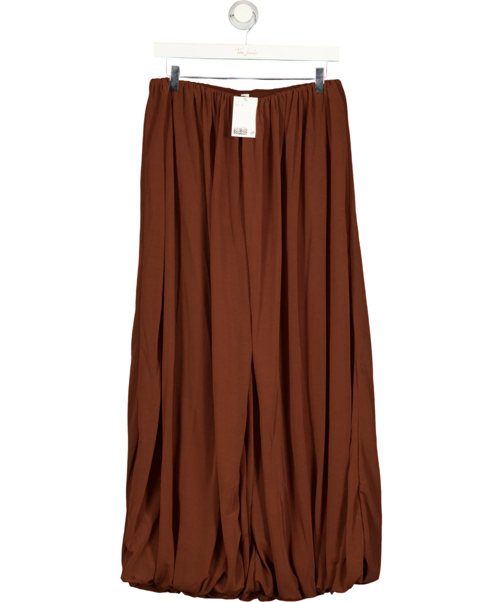 H&M EDITION Brown Draped Balloon Jersey Trousers Brown, size UK S — front