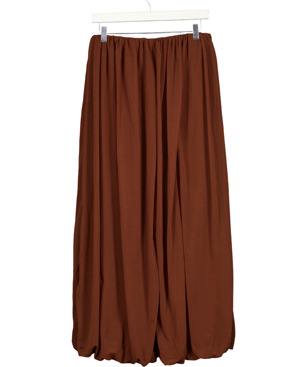 H&M EDITION Brown Draped Balloon Jersey Trousers Brown, size UK S — back