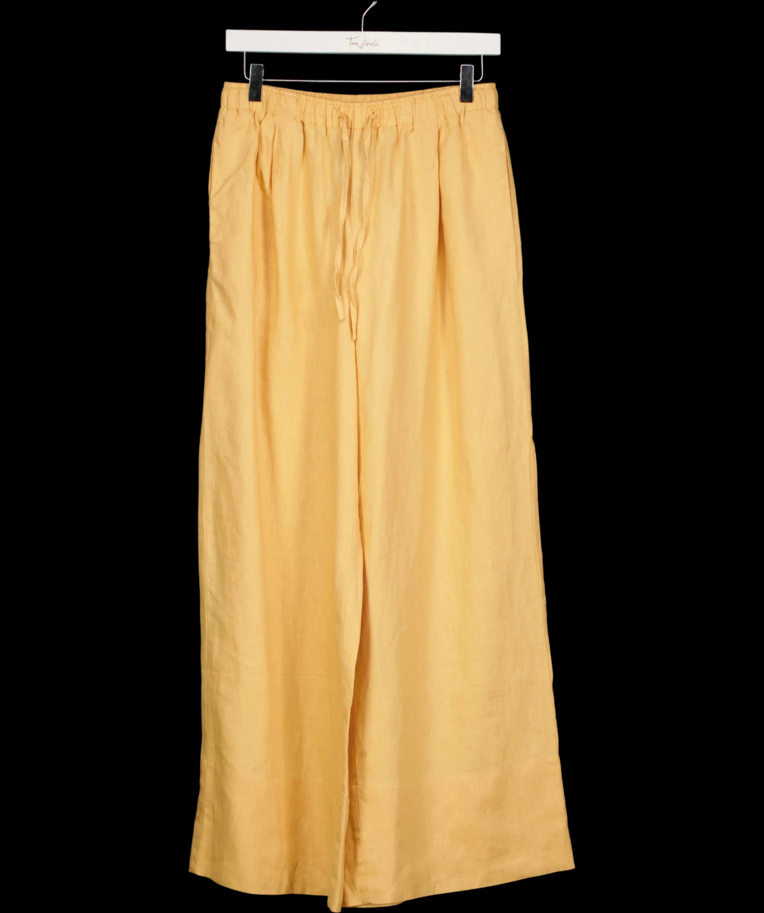 Mint Velvet Yellow ellow Linen Drawstring Wide Leg Trousers  - Short length, size UK S — detail