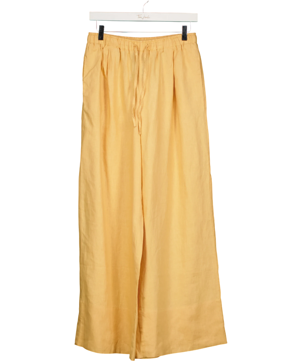 Mint Velvet Yellow ellow Linen Drawstring Wide Leg Trousers  - Short length, size UK S — front