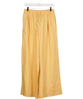 Mint Velvet Yellow ellow Linen Drawstring Wide Leg Trousers  - Short length, size UK S — front