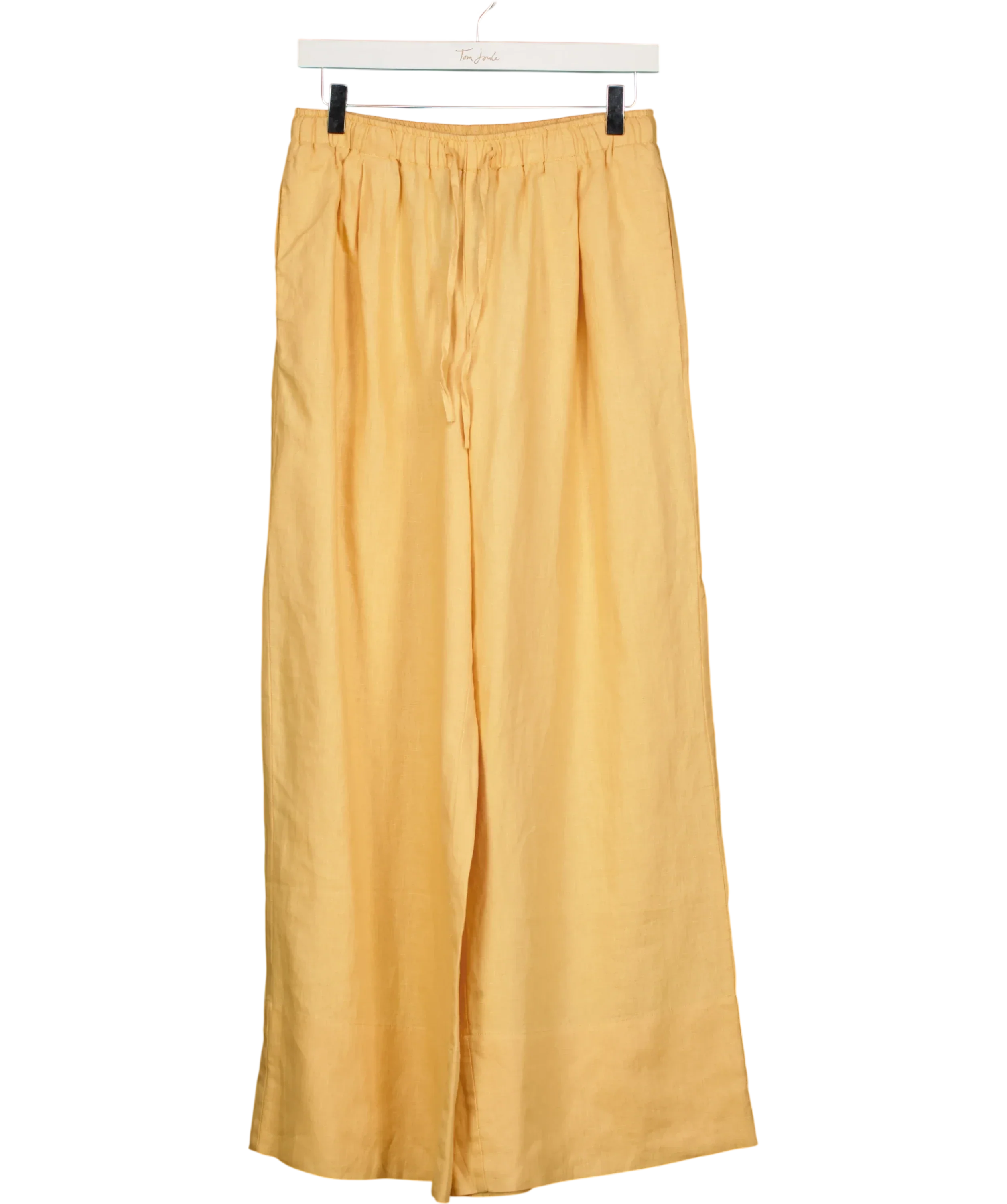 Mint Velvet Yellow ellow Linen Drawstring Wide Leg Trousers  - Short length, size UK S — front