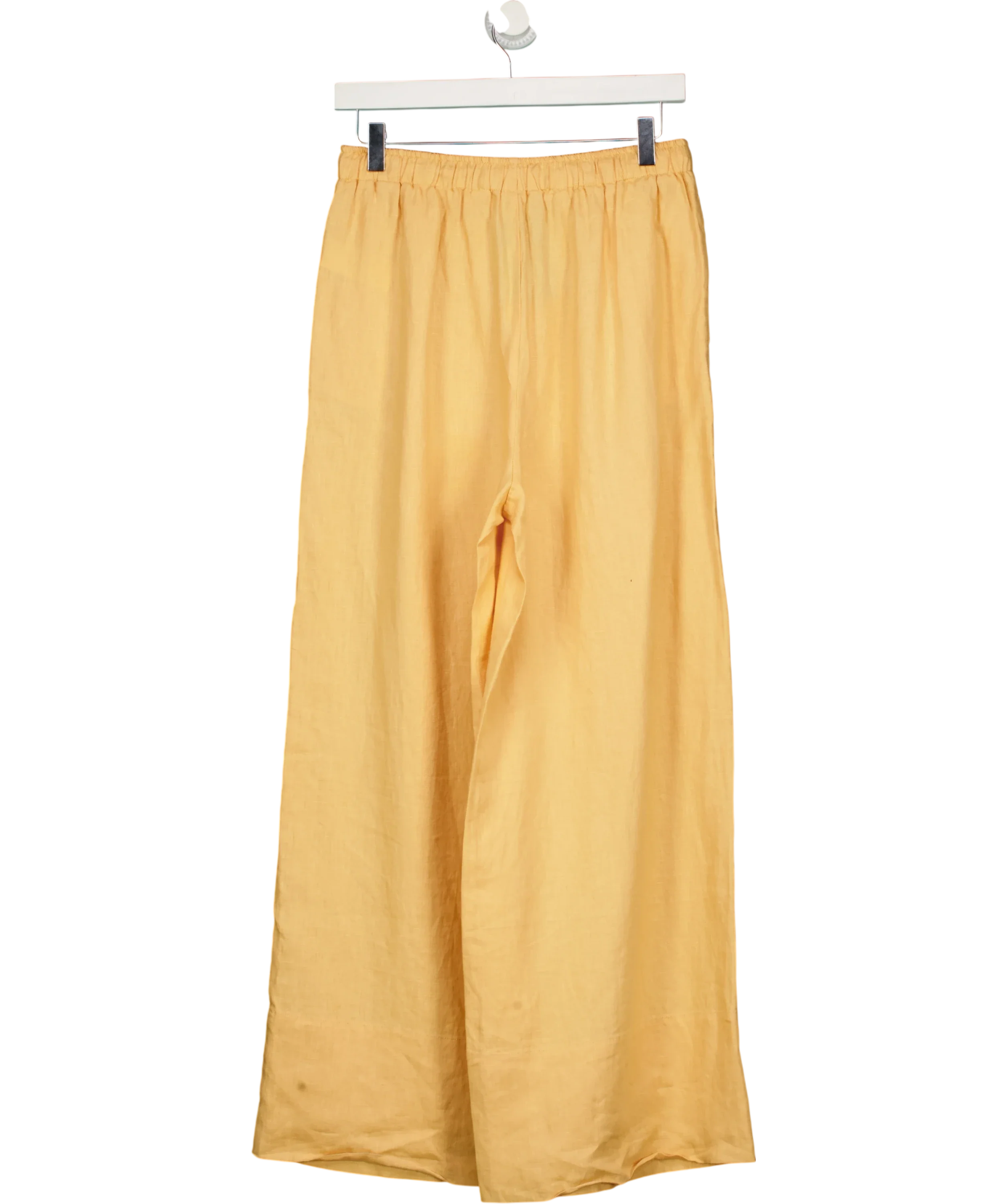 Mint Velvet Yellow ellow Linen Drawstring Wide Leg Trousers  - Short length, size UK S — back