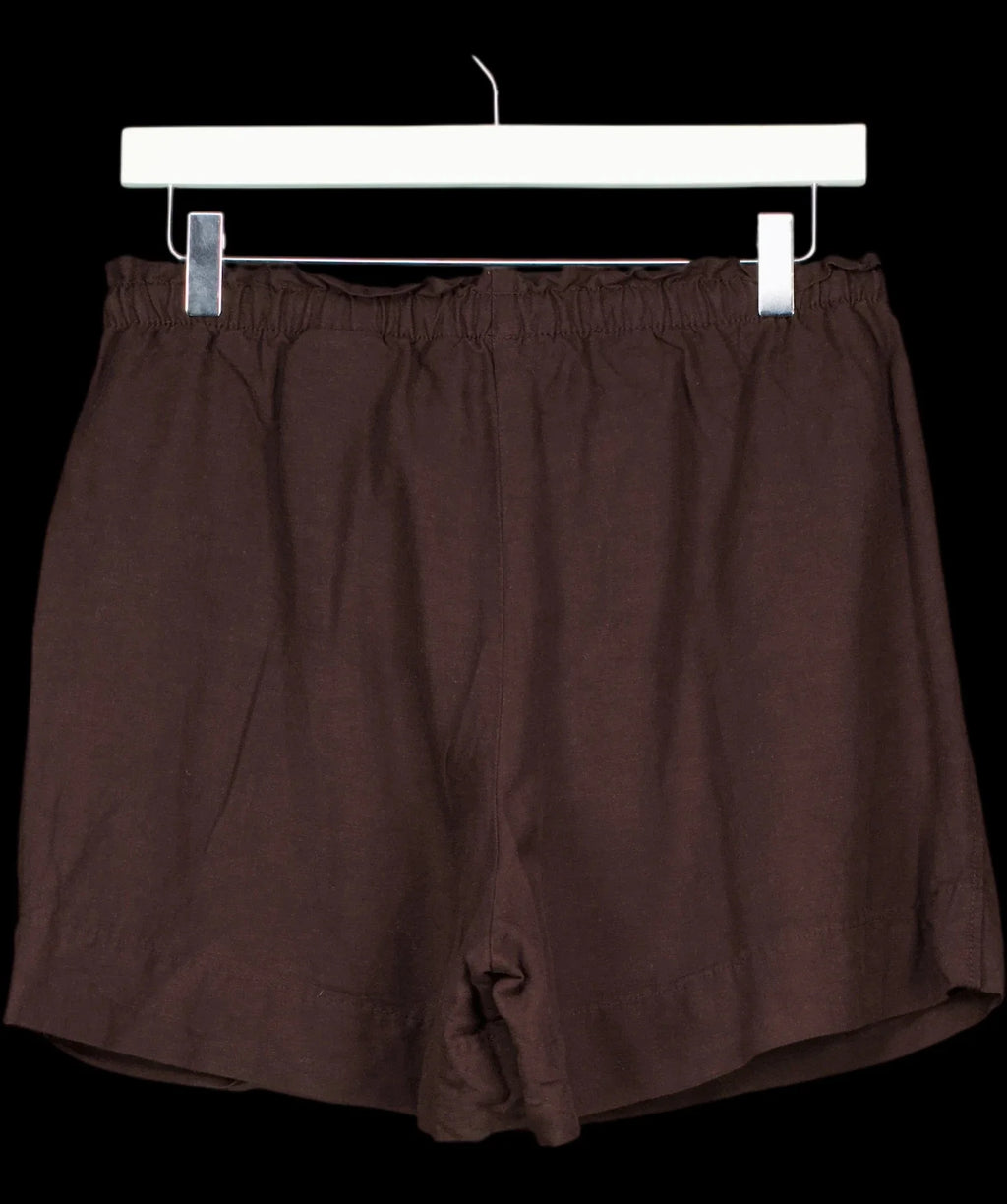 H&M Brown Premium Selection Linen Shorts Dark Brown, size UK S — label