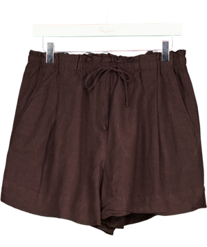 H&M Premium Selection Linen Shorts Dark Brown UK S