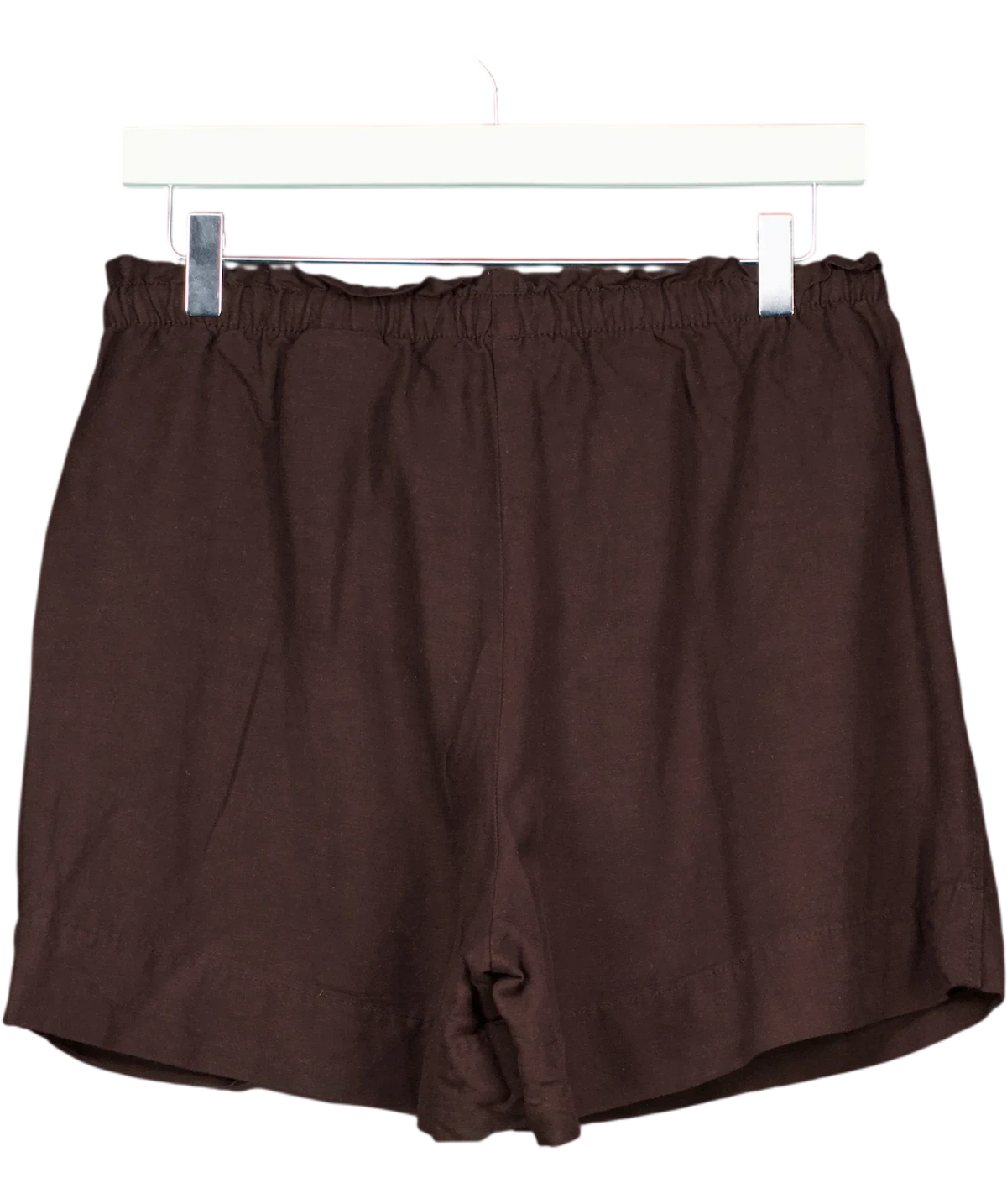 H&M Brown Premium Selection Linen Shorts Dark Brown, size UK S — back