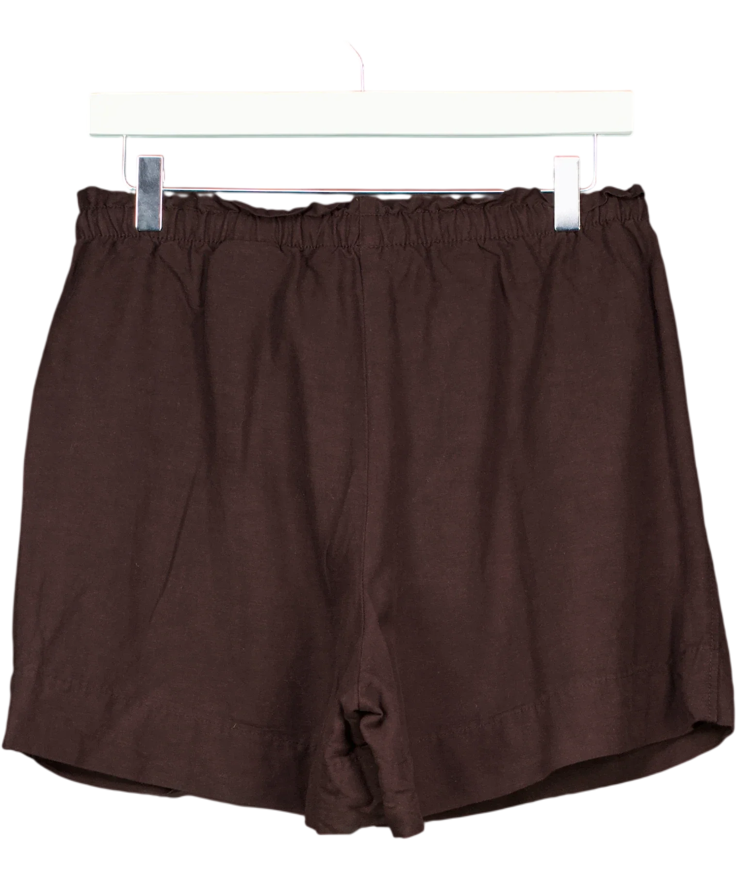 H&M Brown Premium Selection Linen Shorts Dark Brown, size UK S — back