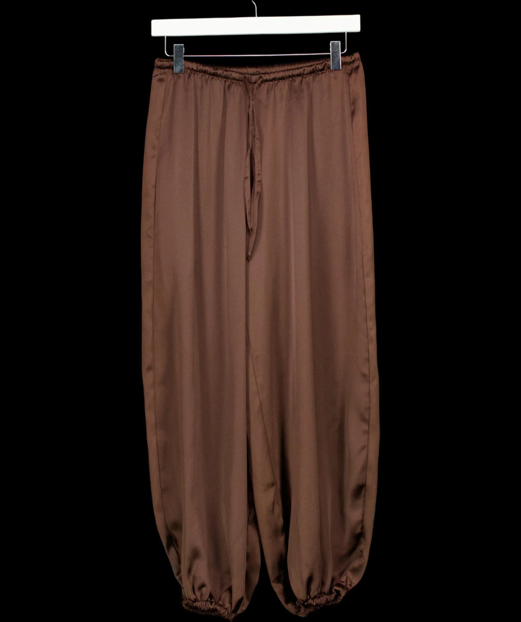 GINA TRICOT Brown chocolate brown Satin Balloon Trousers, size UK XS — detail