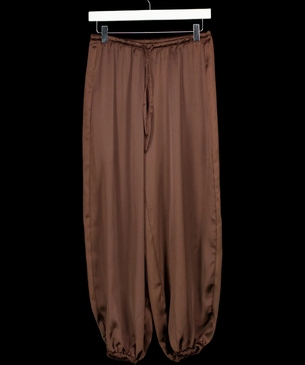 GINA TRICOT Brown chocolate brown Satin Balloon Trousers, size UK XS — detail