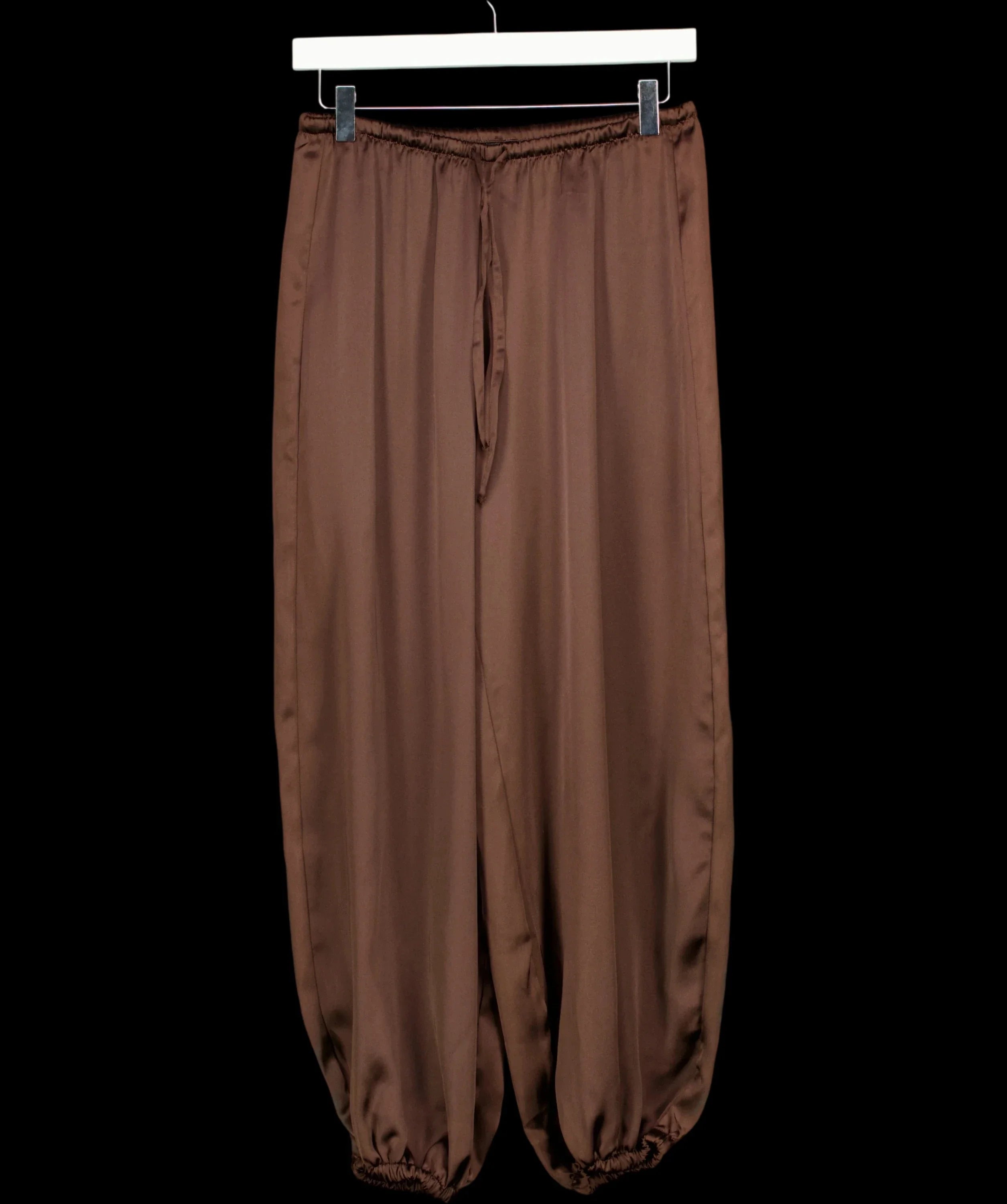 GINA TRICOT Brown chocolate brown Satin Balloon Trousers, size UK XS — detail