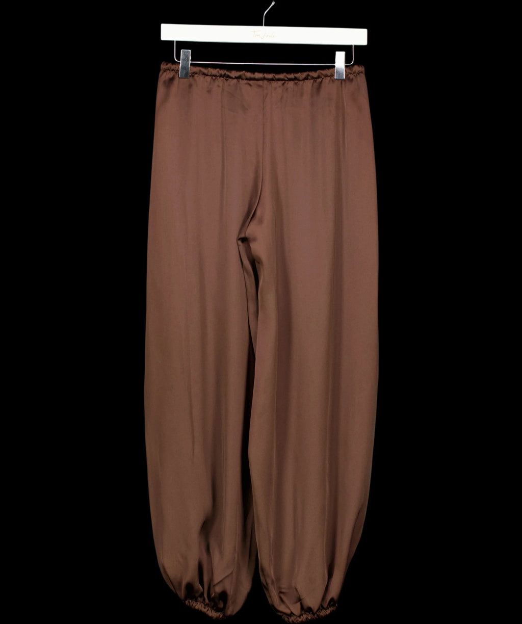 GINA TRICOT Brown chocolate brown Satin Balloon Trousers, size UK XS — label