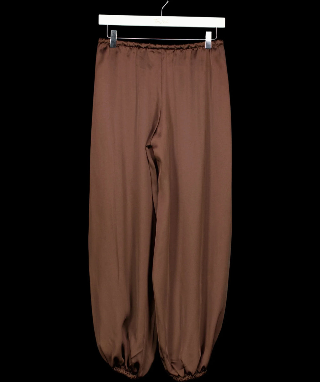 GINA TRICOT Brown chocolate brown Satin Balloon Trousers, size UK XS — label