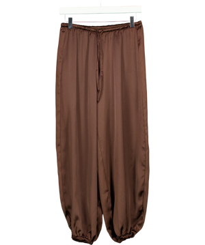 GINA TRICOT Chocolate Brown Satin Balloon Trousers UK XS