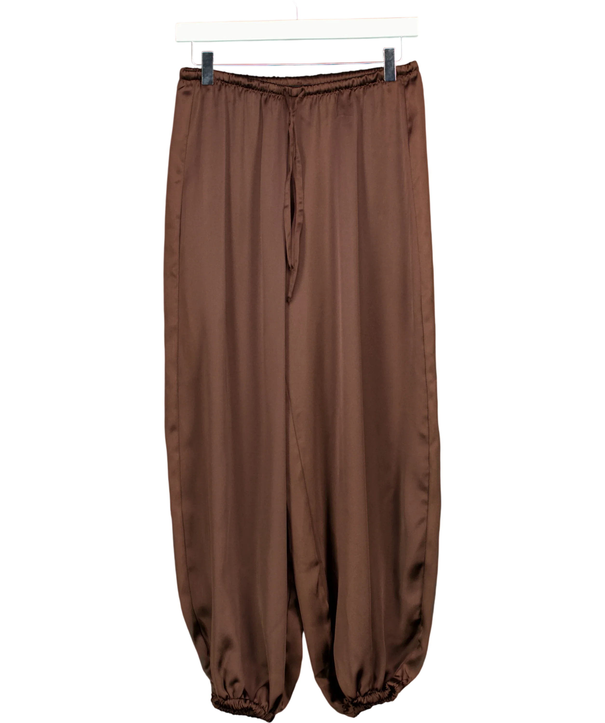 GINA TRICOT Brown chocolate brown Satin Balloon Trousers, size UK XS — front