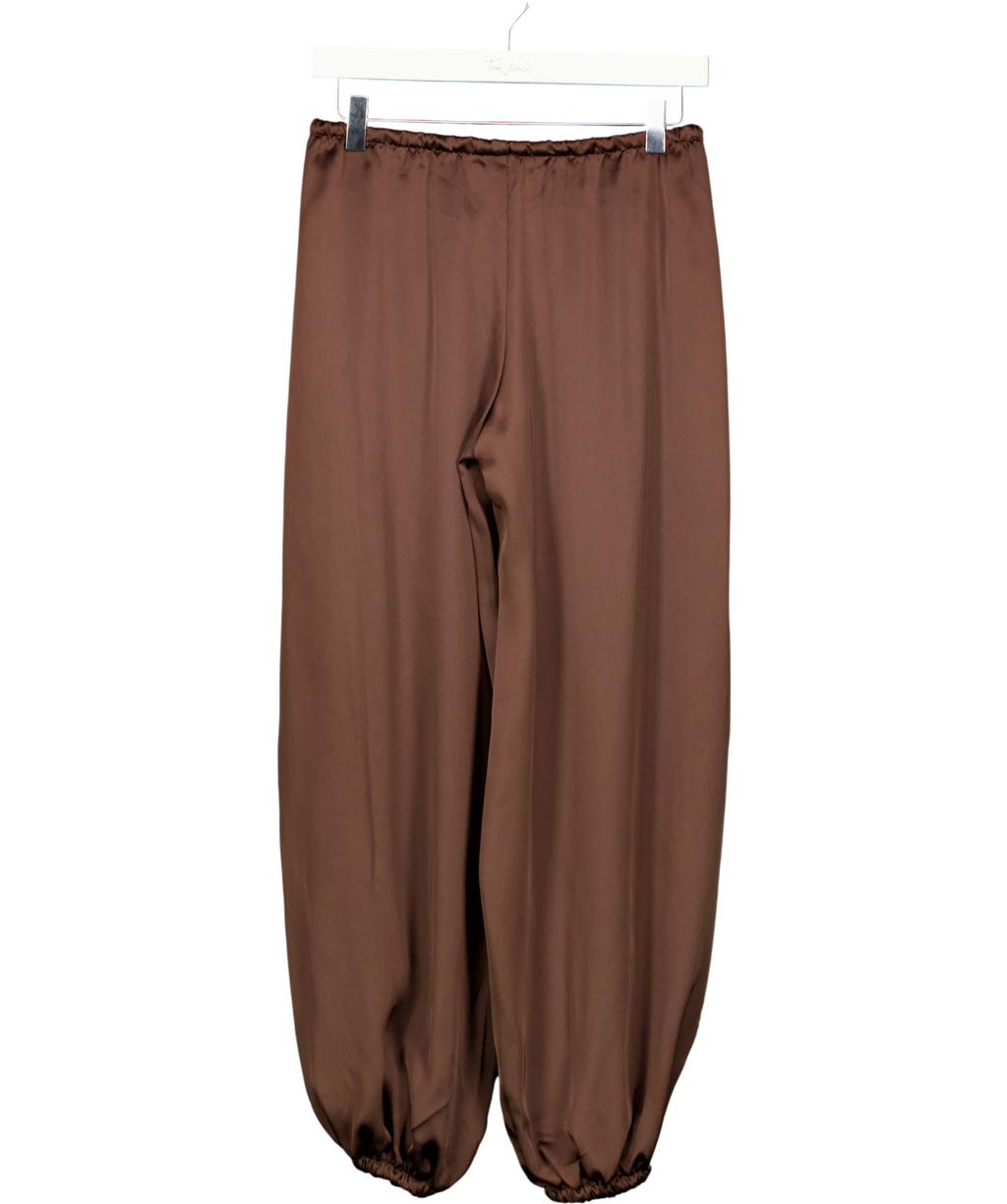 GINA TRICOT Brown chocolate brown Satin Balloon Trousers, size UK XS — back