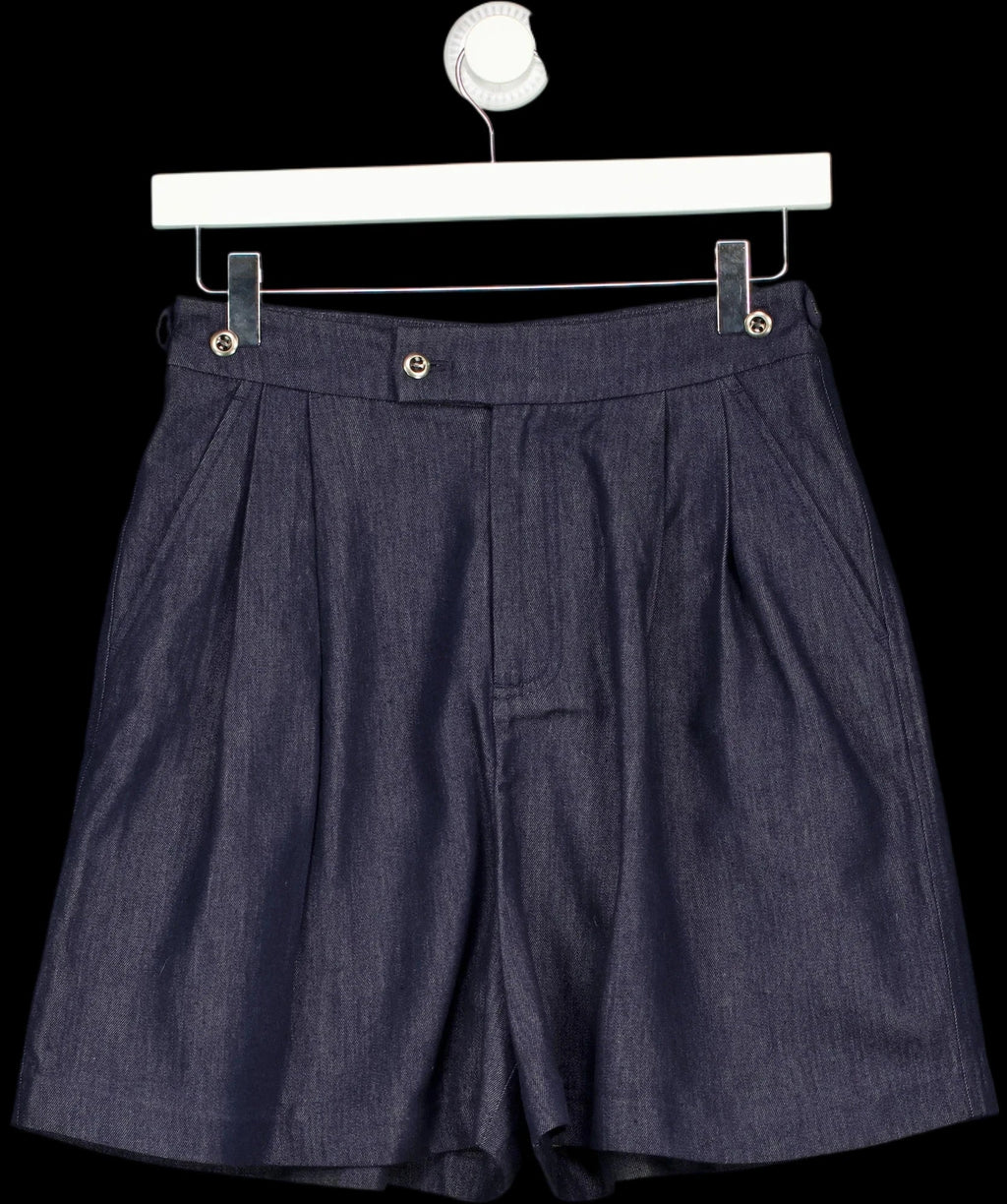 Fabrique Blue X EDWARD CRUTCHLEY Rebeka Lyocell Denim Shorts Indigo, size UK XS — detail