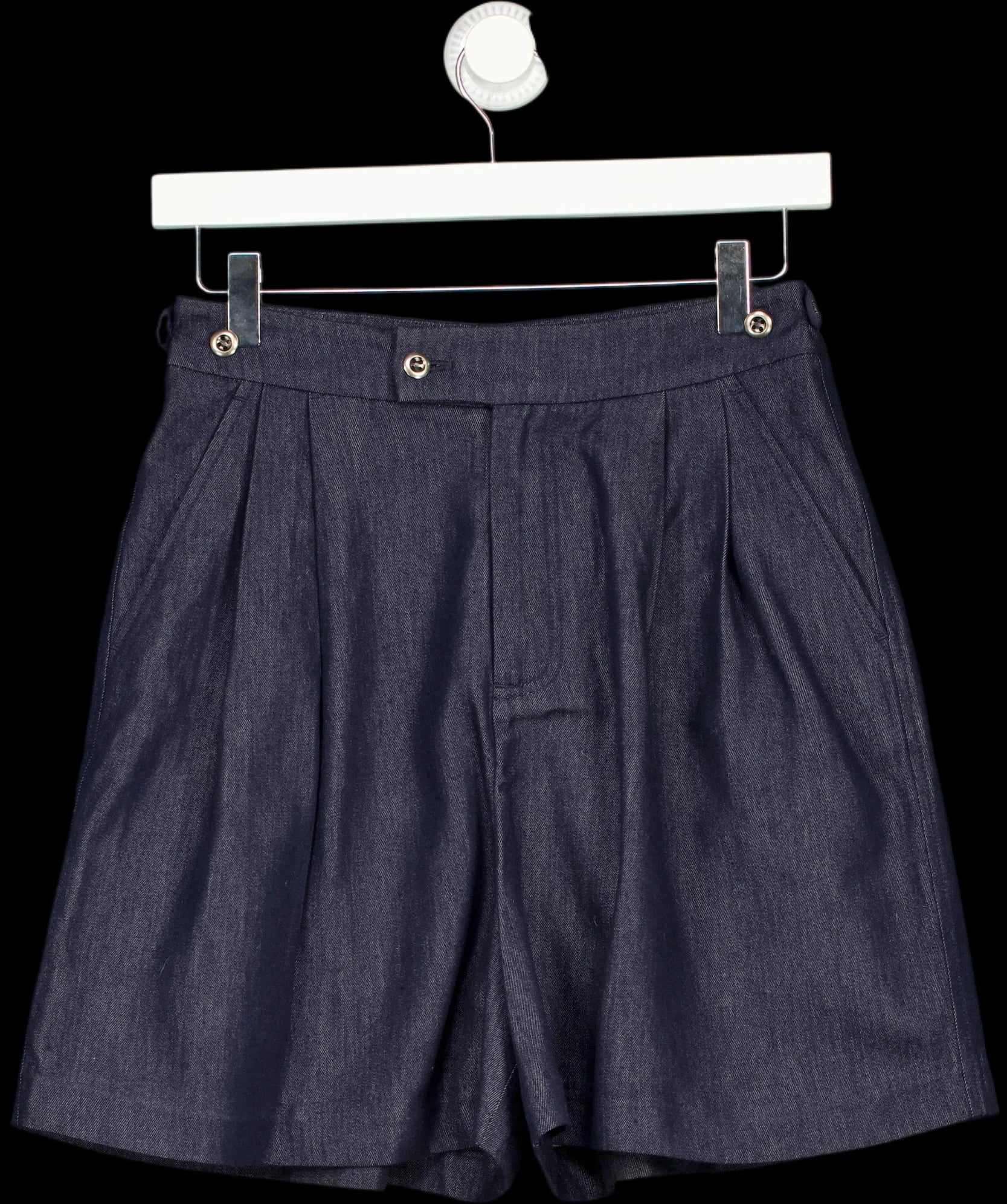 Fabrique Blue X EDWARD CRUTCHLEY Rebeka Lyocell Denim Shorts Indigo, size UK XS — detail