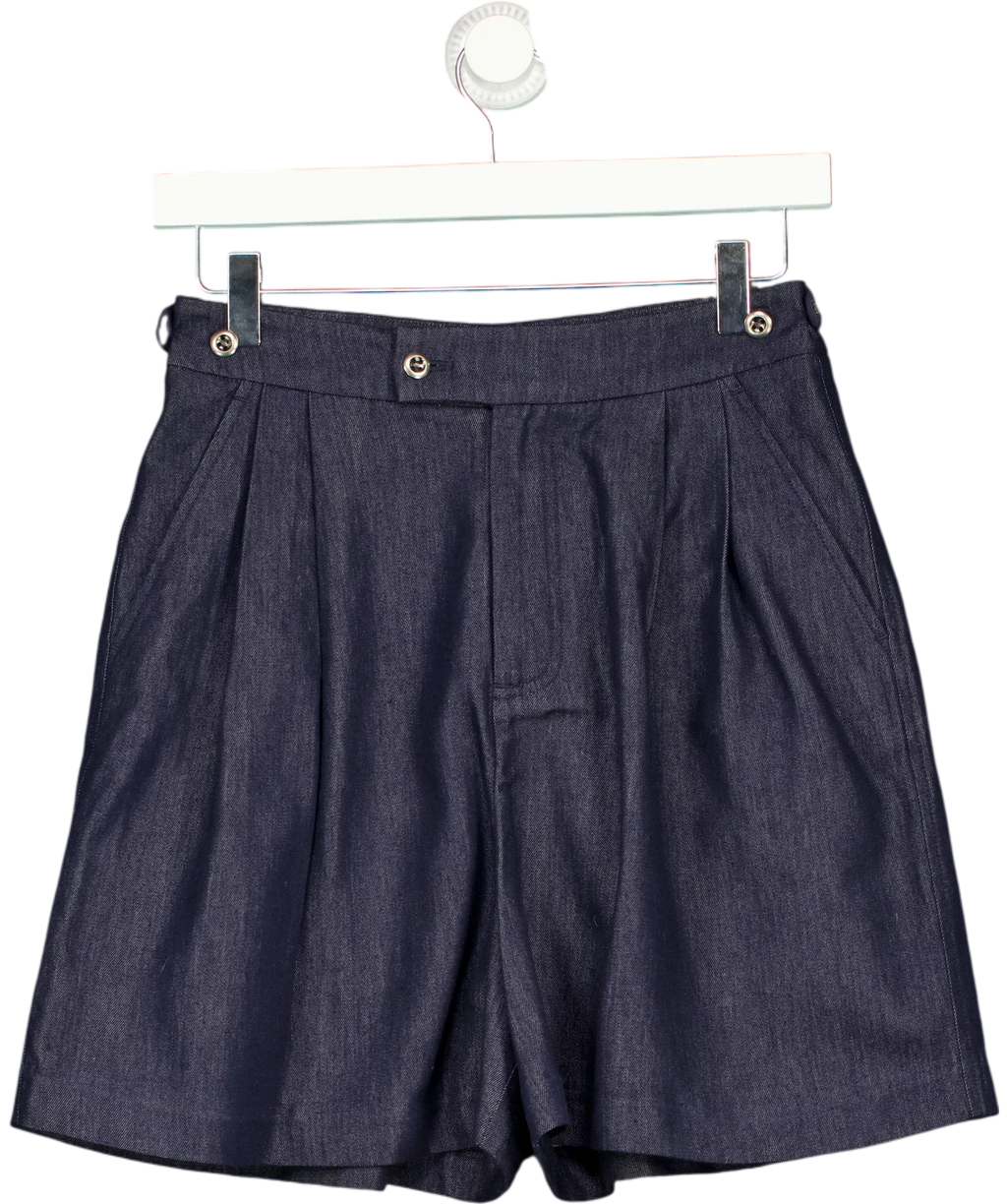 Fabrique Blue X EDWARD CRUTCHLEY Rebeka Lyocell Denim Shorts Indigo, size UK XS — front