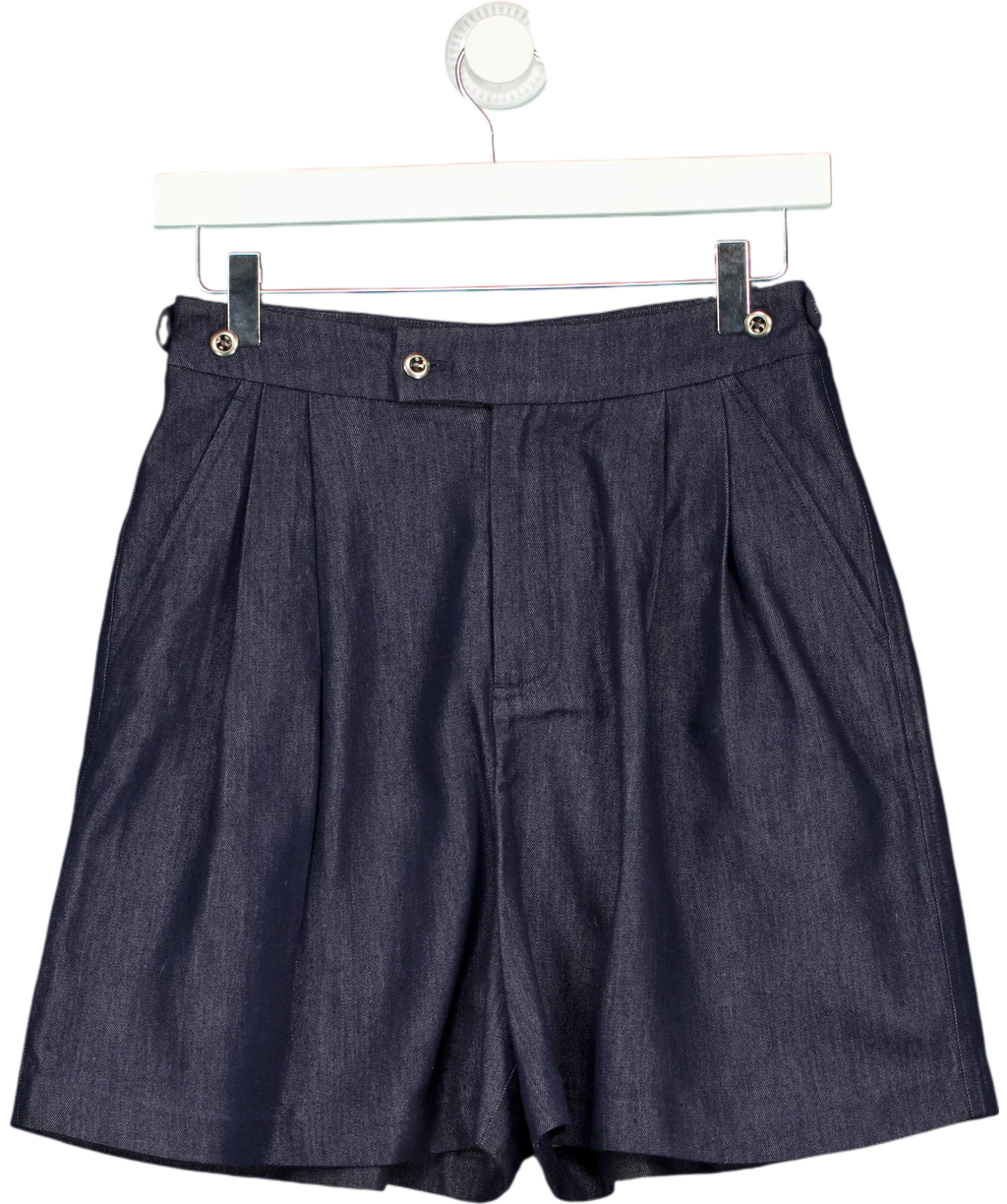 Fabrique Blue X EDWARD CRUTCHLEY Rebeka Lyocell Denim Shorts Indigo, size UK XS — front