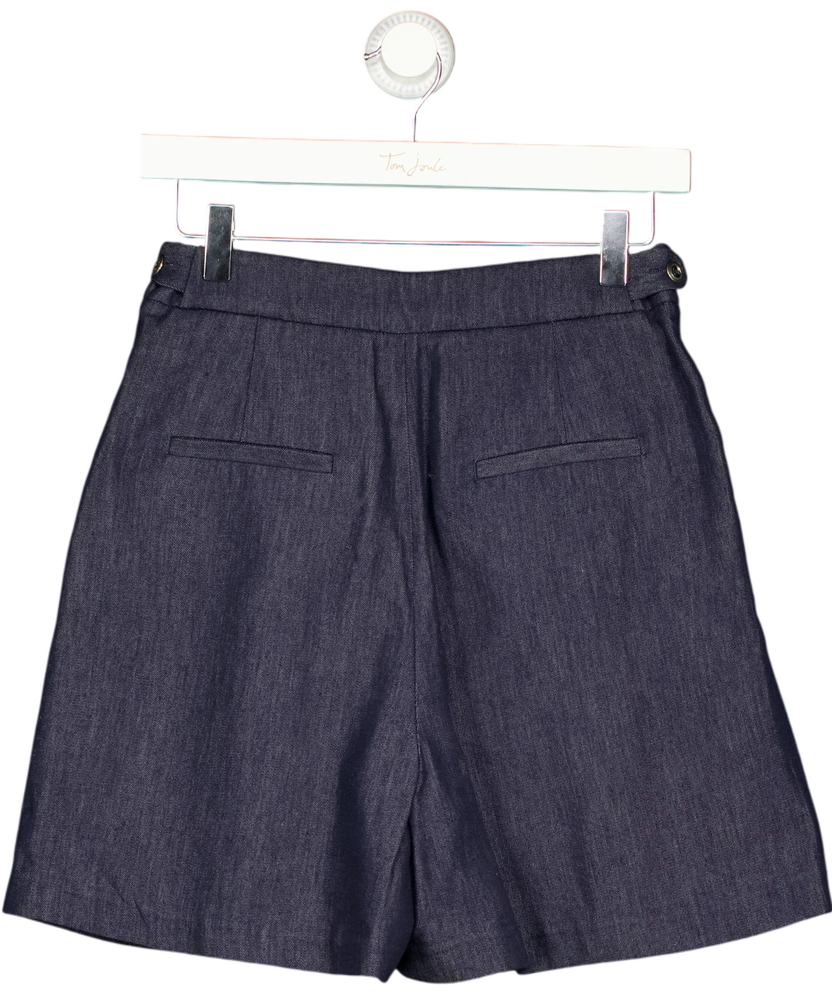 Fabrique Blue X EDWARD CRUTCHLEY Rebeka Lyocell Denim Shorts Indigo, size UK XS — back