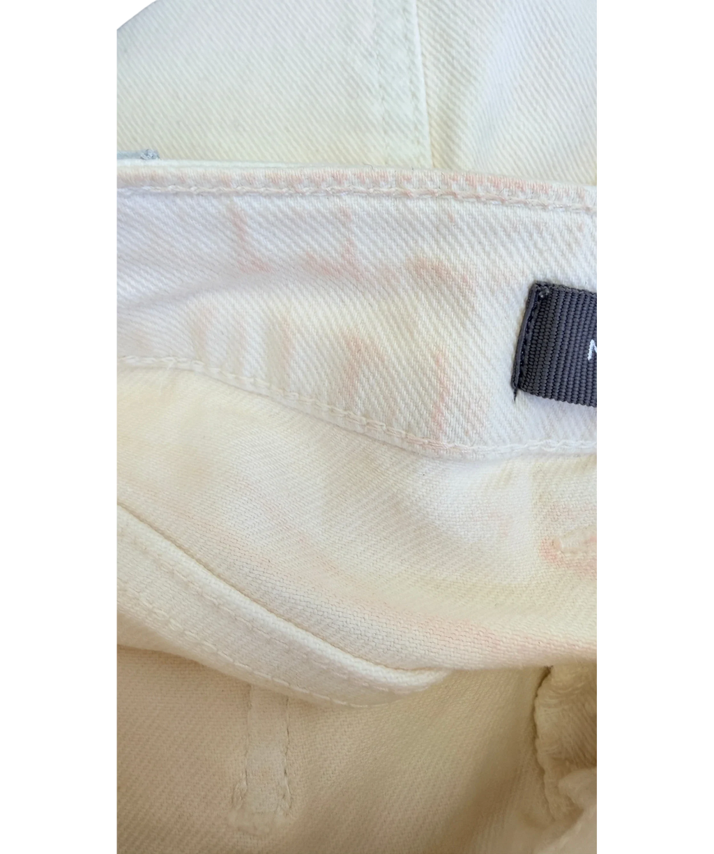 Mint Velvet Cream Denim Embellished Shorts, size UK 6 — care label