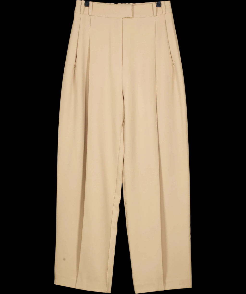 Re Ona Beige Beige Pleated Wide Leg Tailored Trousers Size XS, size UK 6 — detail