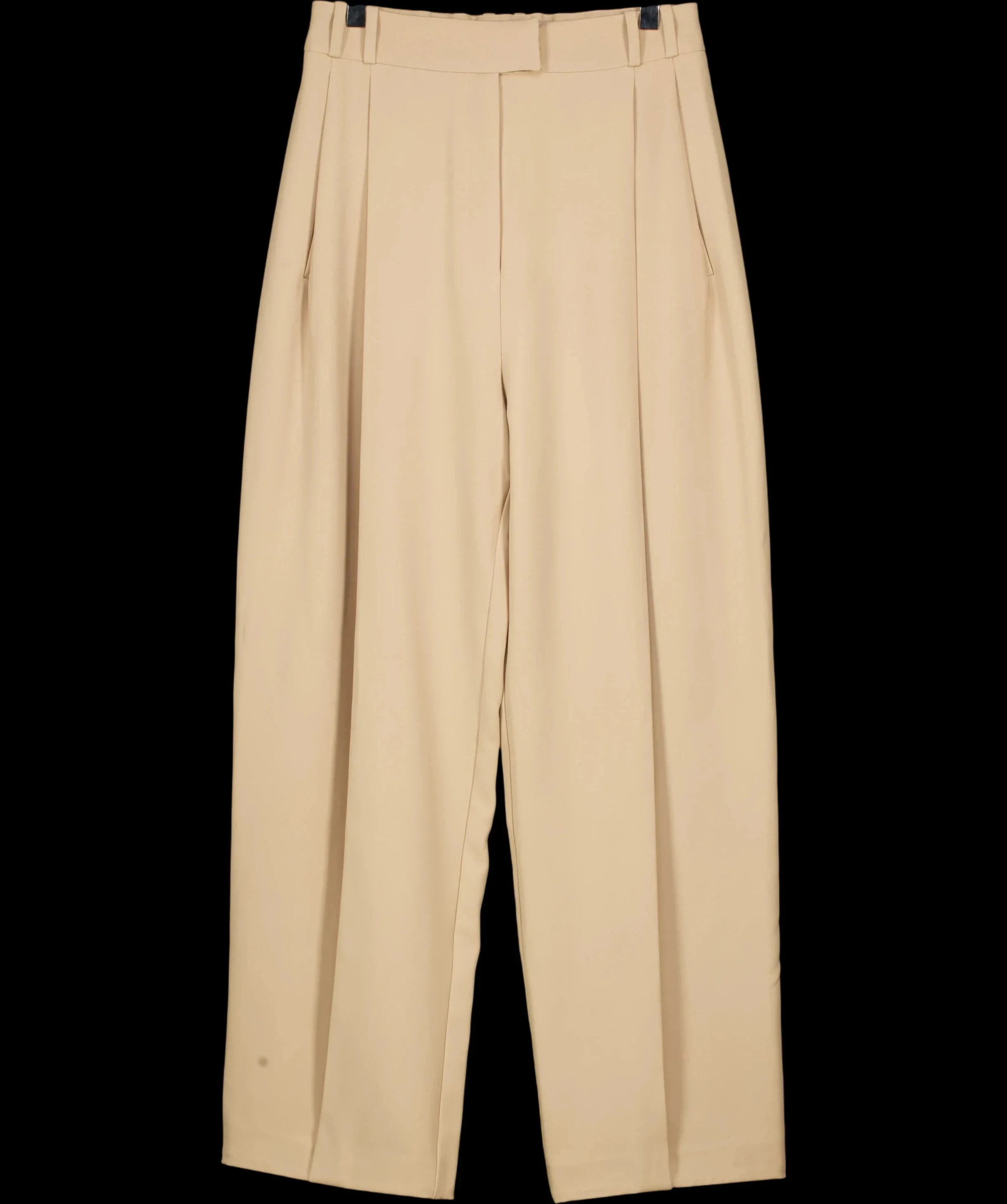 Re Ona Beige Beige Pleated Wide Leg Tailored Trousers Size XS, size UK 6 — detail