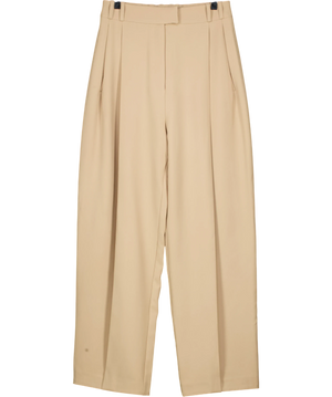 Re Ona Beige Pleated Wide Leg Tailored Trousers Size Xs UK 6